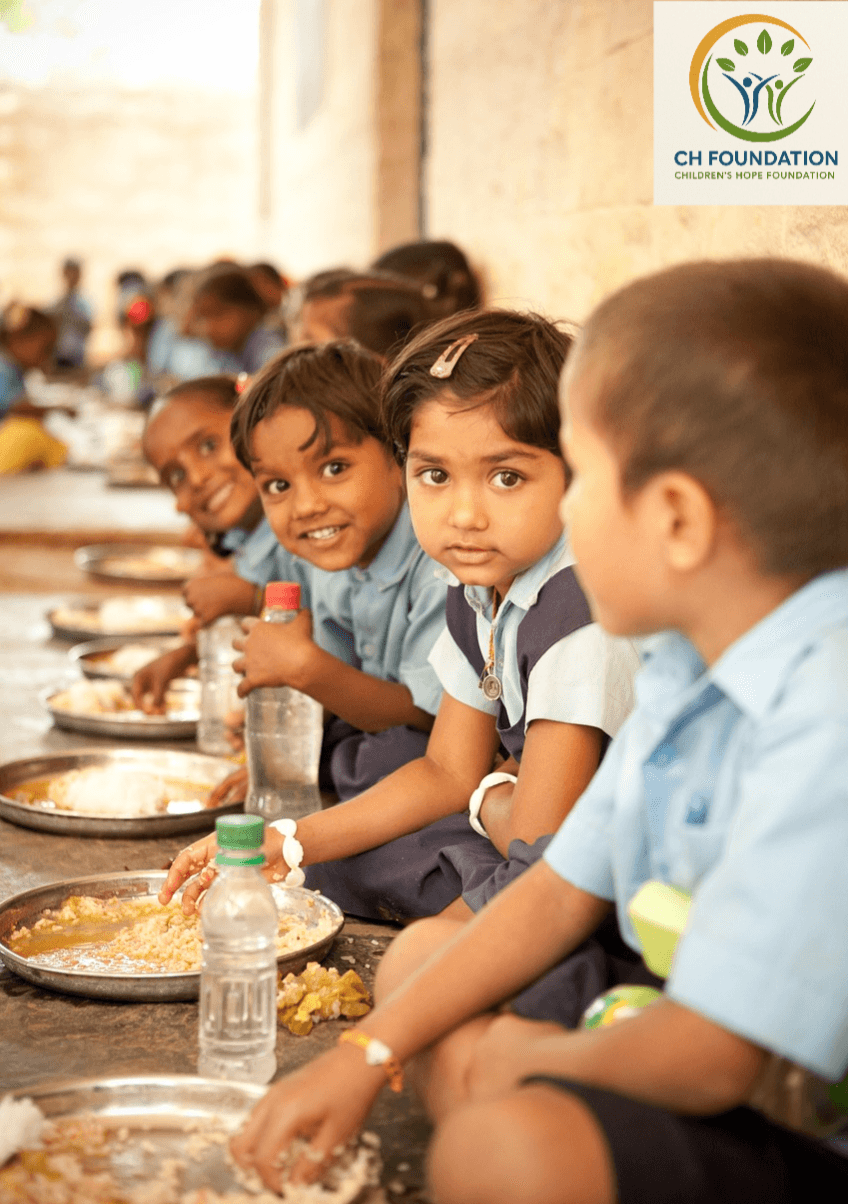 Volunteer helping children
